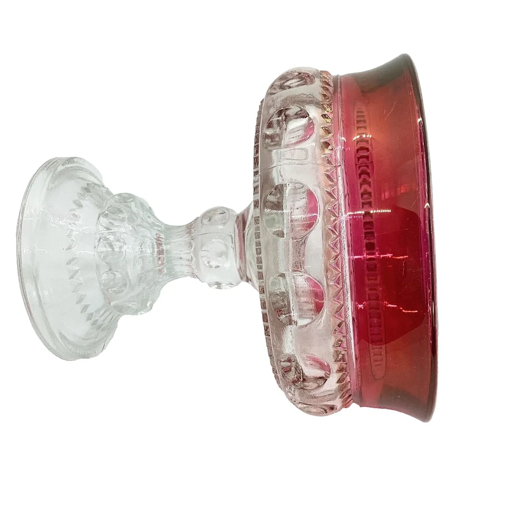 Tiffin Franciscan King's Crown Ruby Flashed Thumbprint Compote 5 1/4